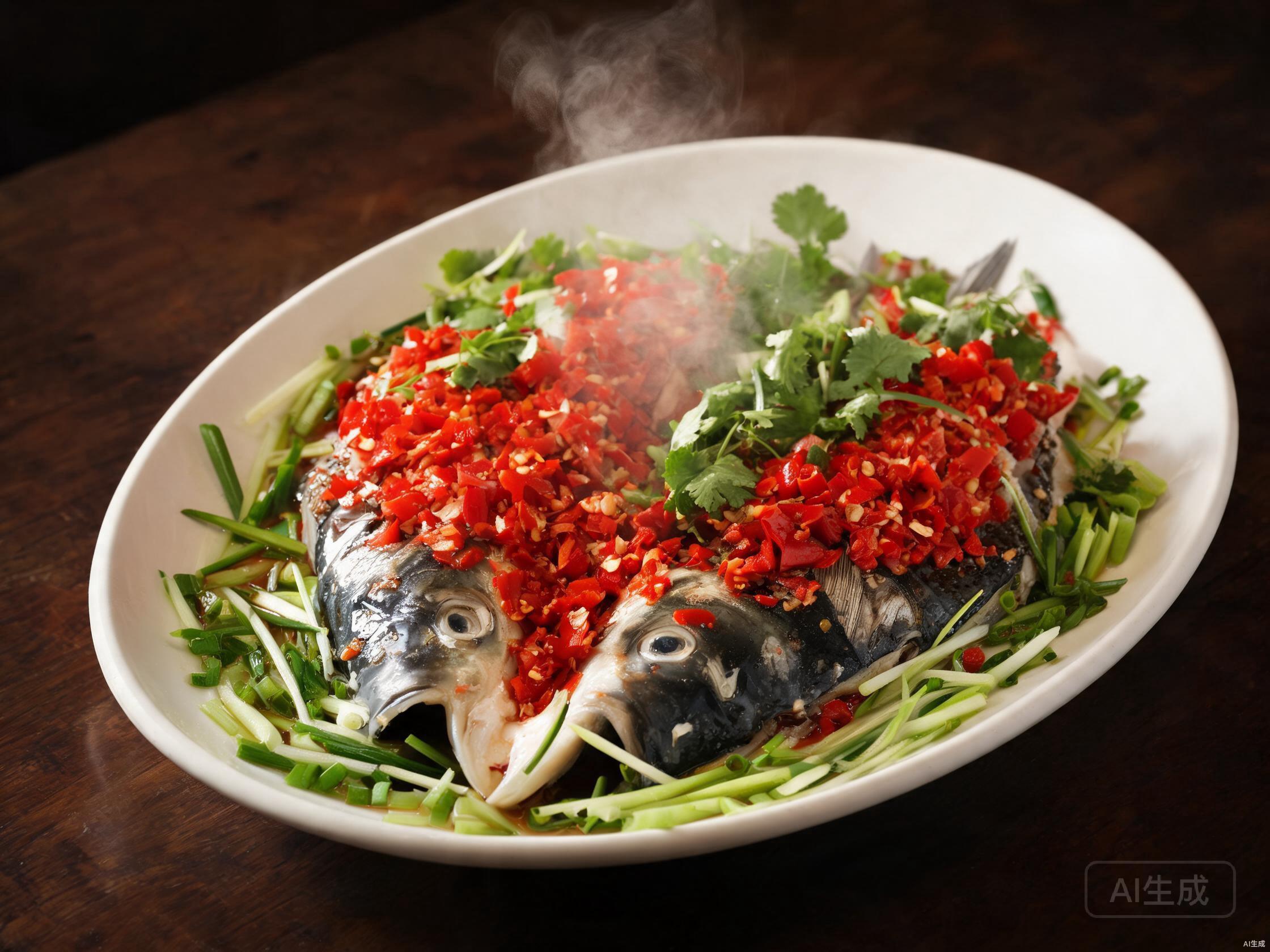 Finished dish — Steamed Fish Head Duo Jiao