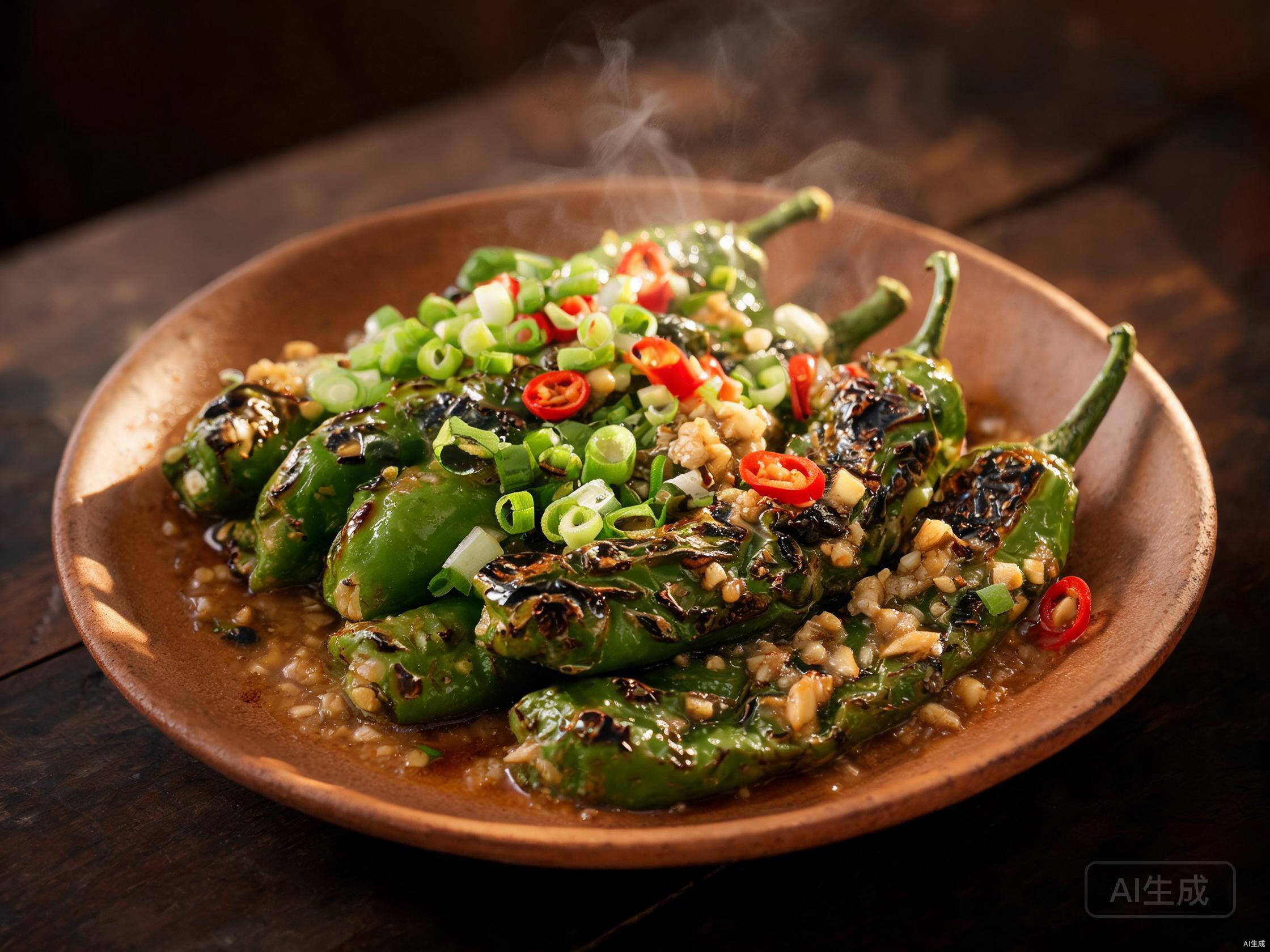 Finished dish — Tiger Skin Peppers