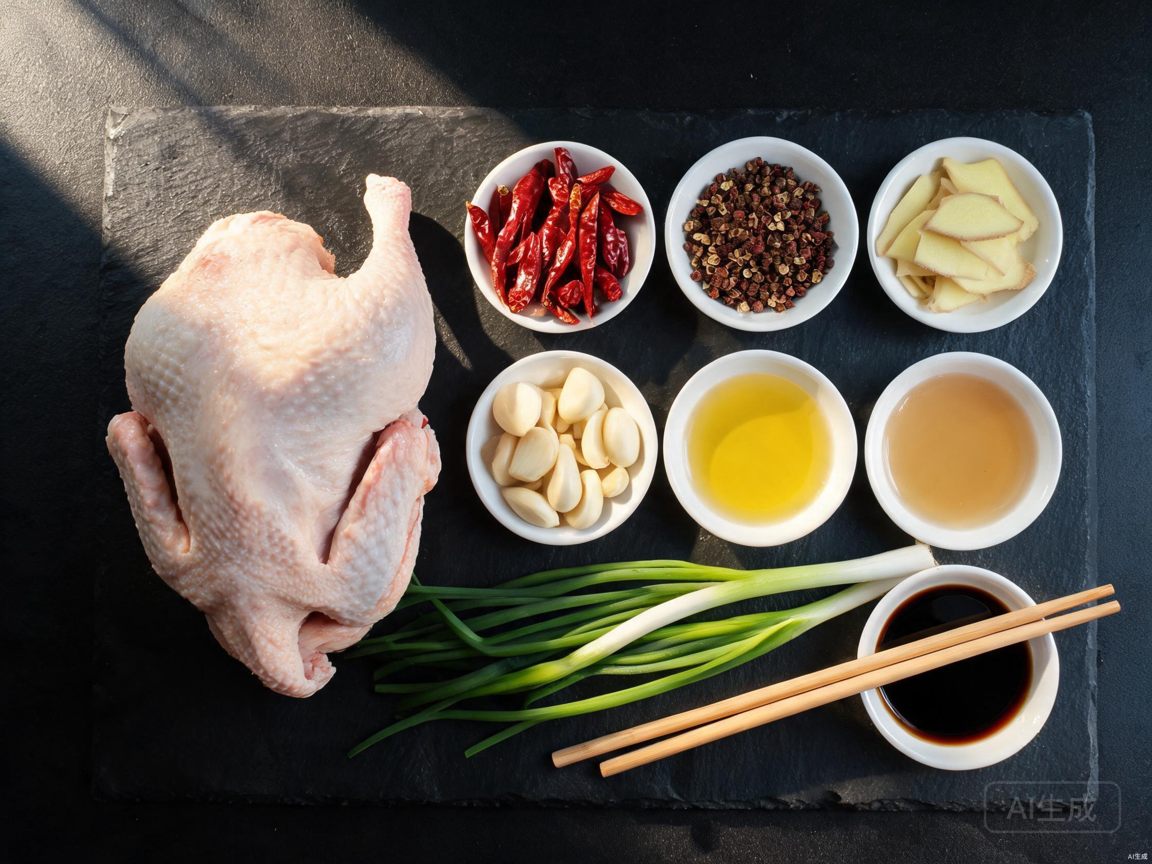 Raw ingredients for Dongan Chicken
