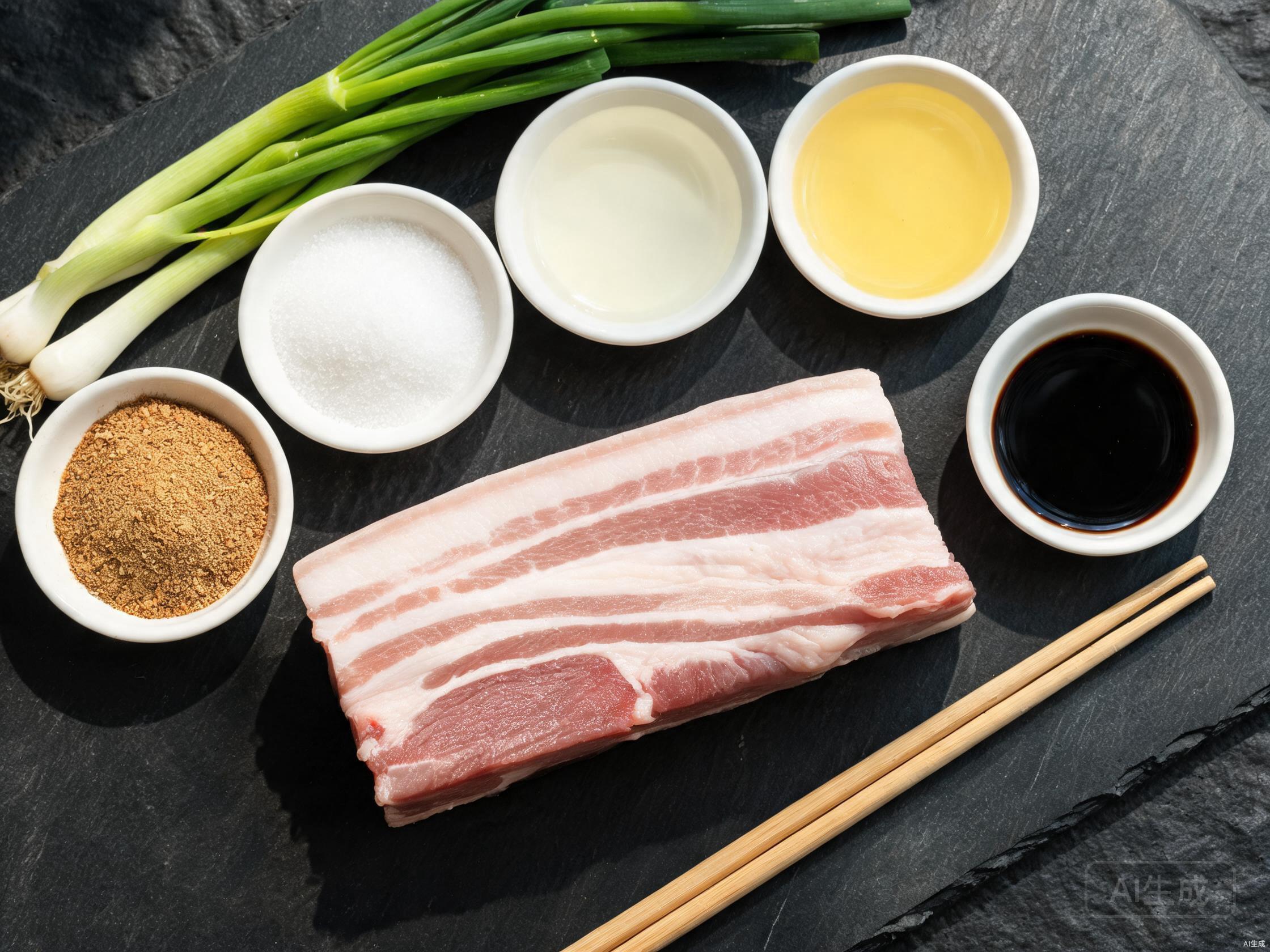 Raw ingredients for Hunan Crispy Pork Belly
