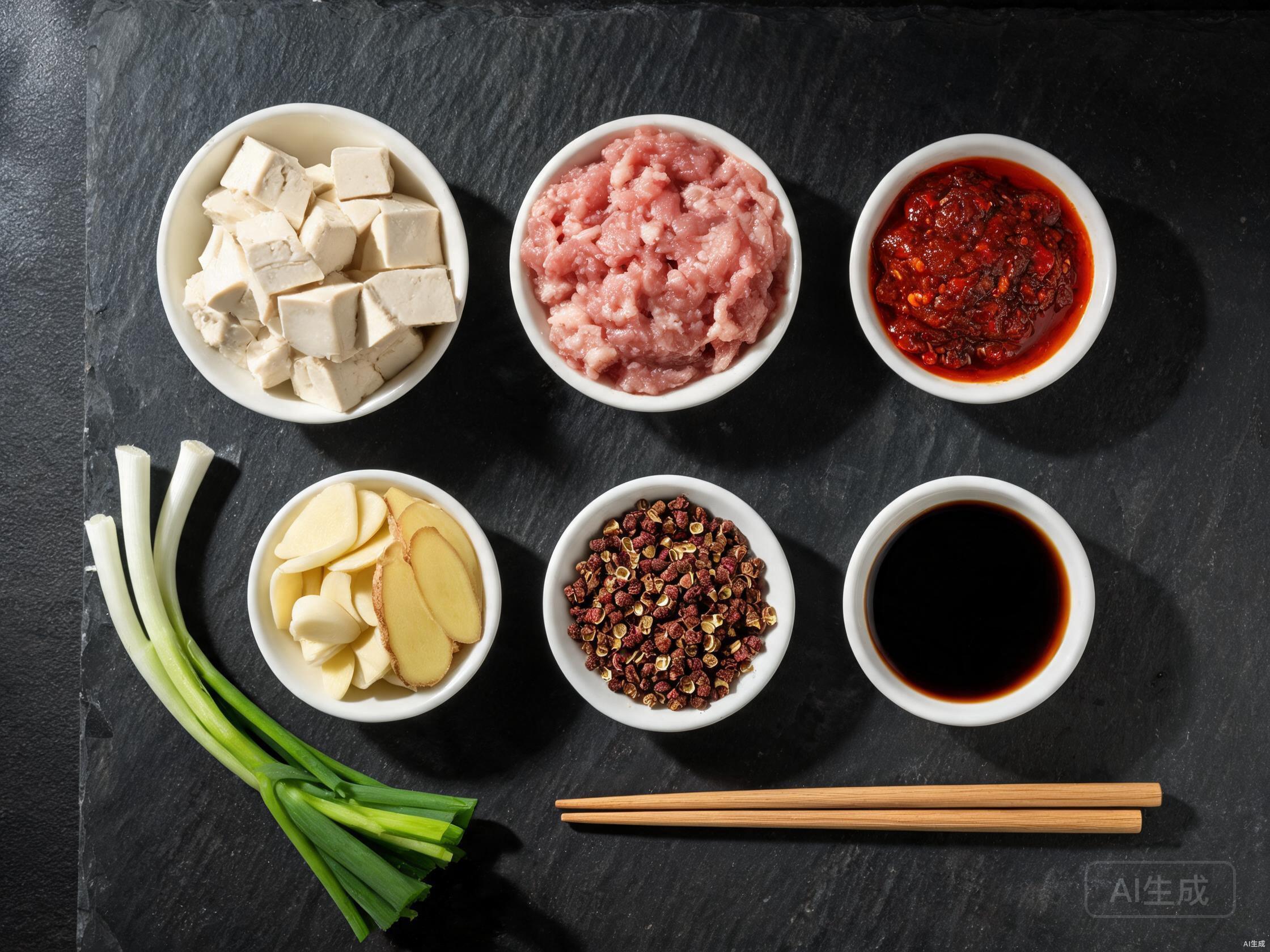 Raw ingredients for Hunan Mapo Tofu