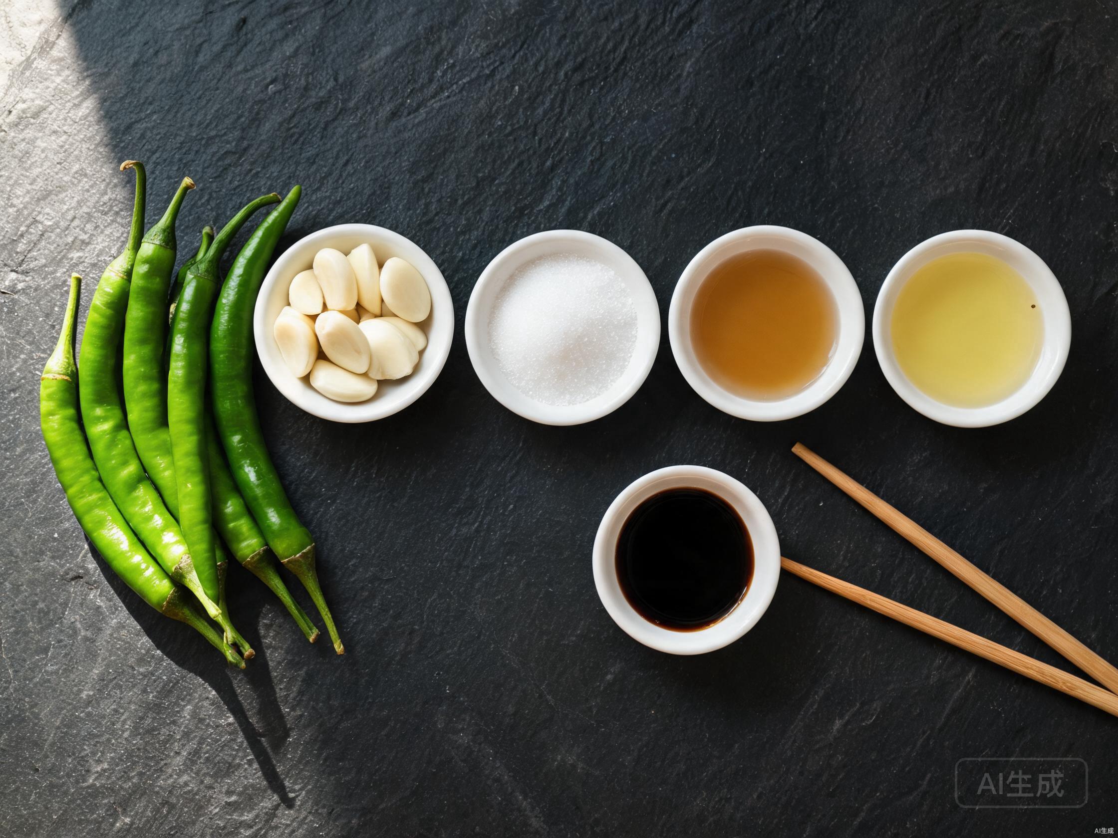Raw ingredients for Tiger Skin Peppers