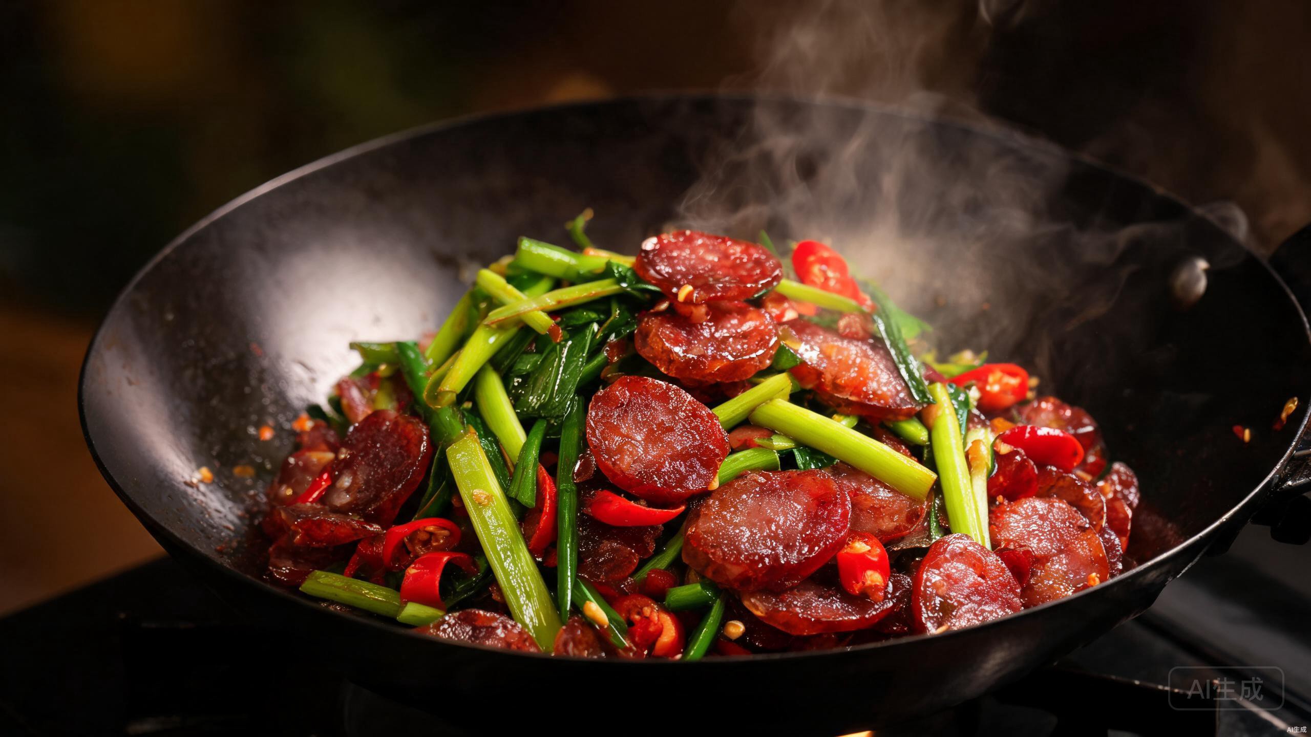 Hunan Cured Sausage stir-fried with garlic sprouts