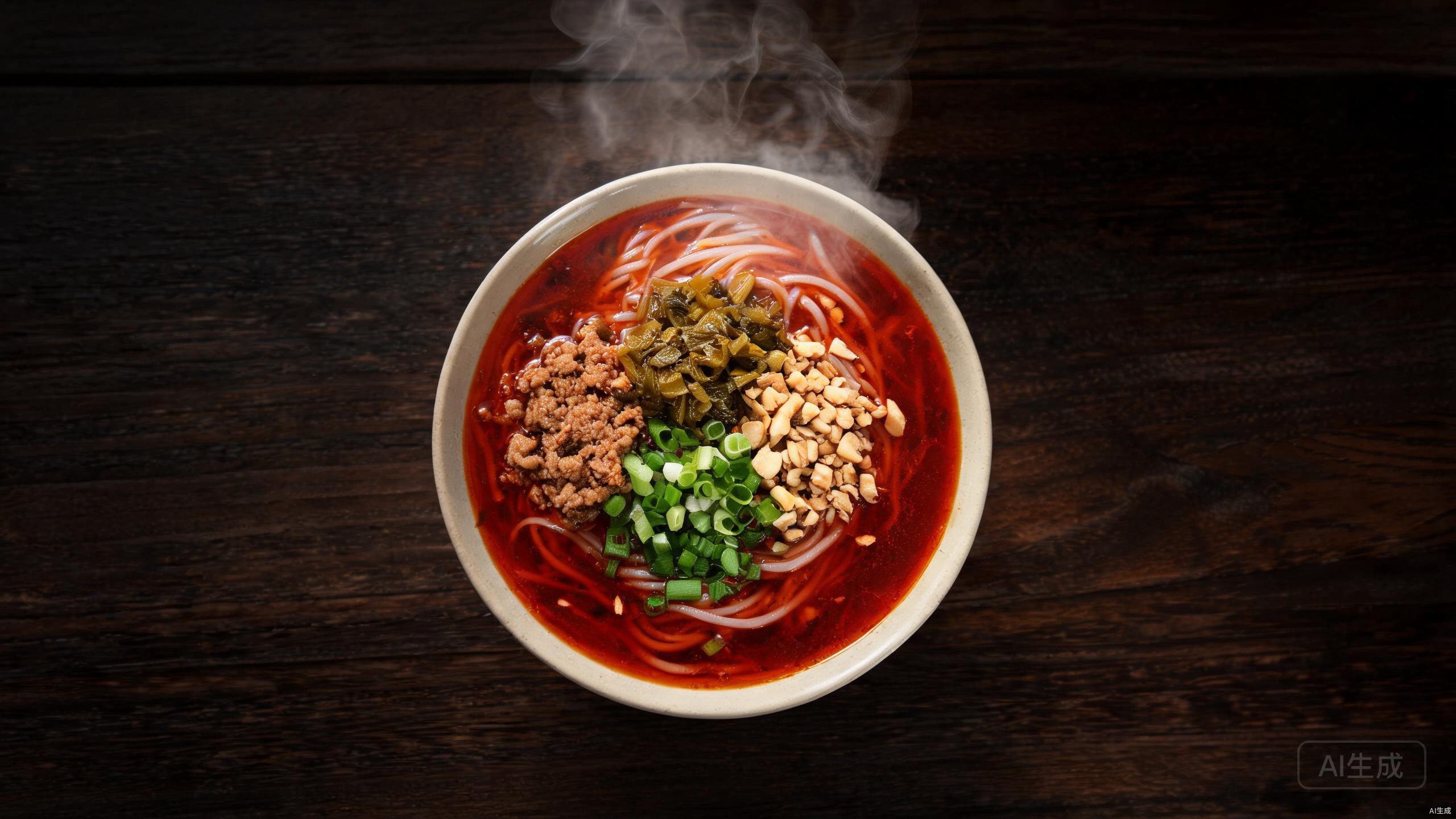 Hunan Rice Noodles bowl with chili broth