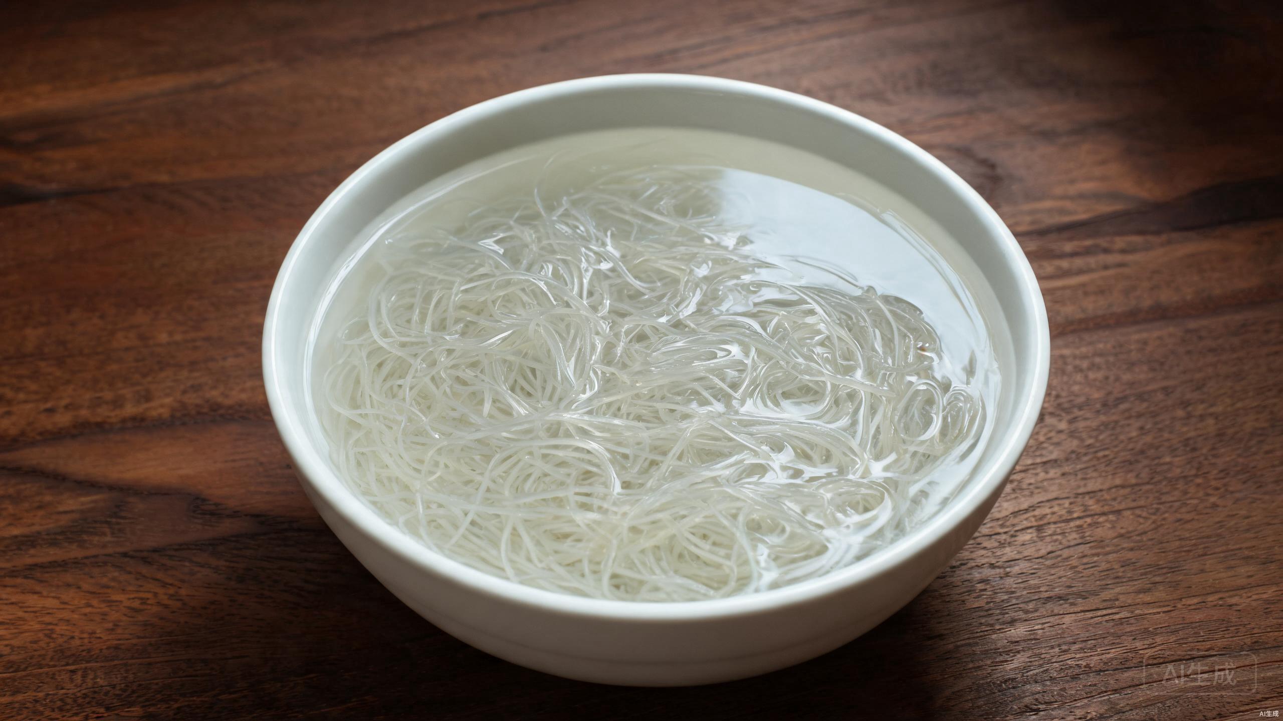 Soaking glass noodles in warm water in a large bowl