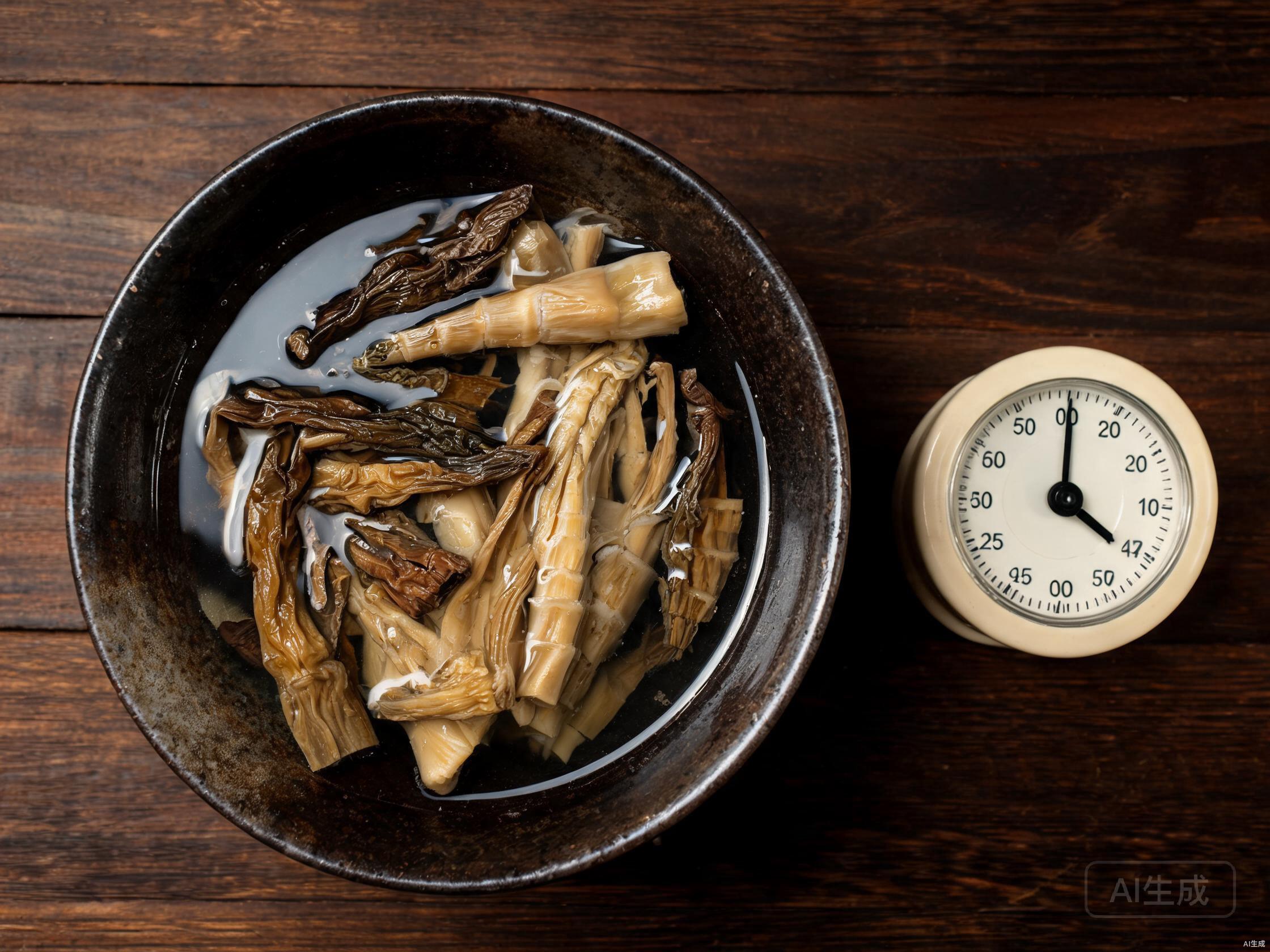 Soak dried bamboo shoots in water