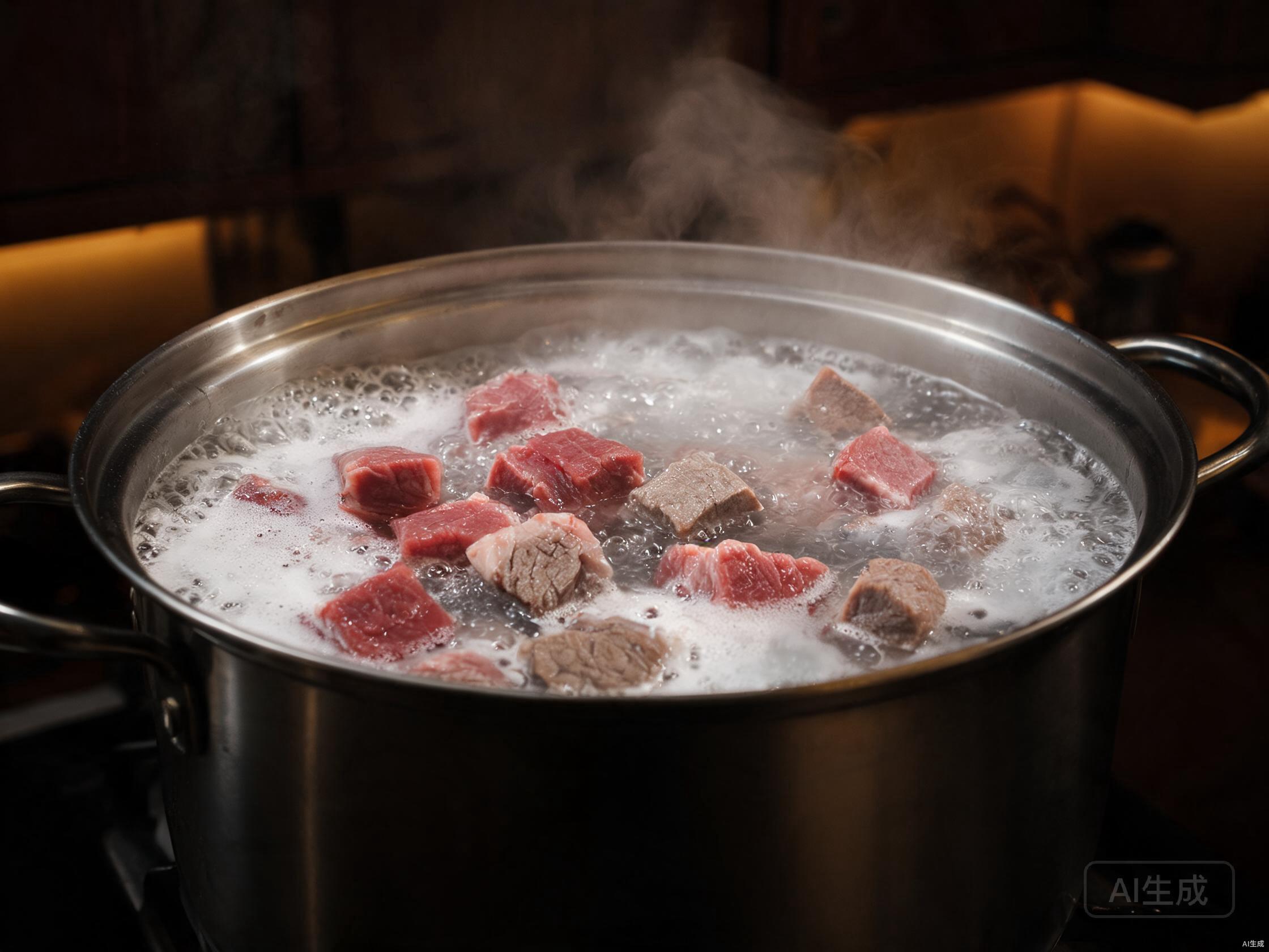 Blanch beef brisket cubes