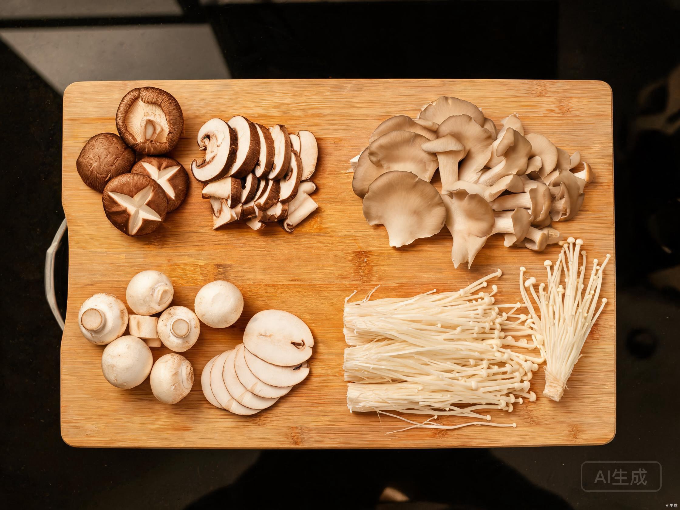 Clean and cut assorted mushrooms