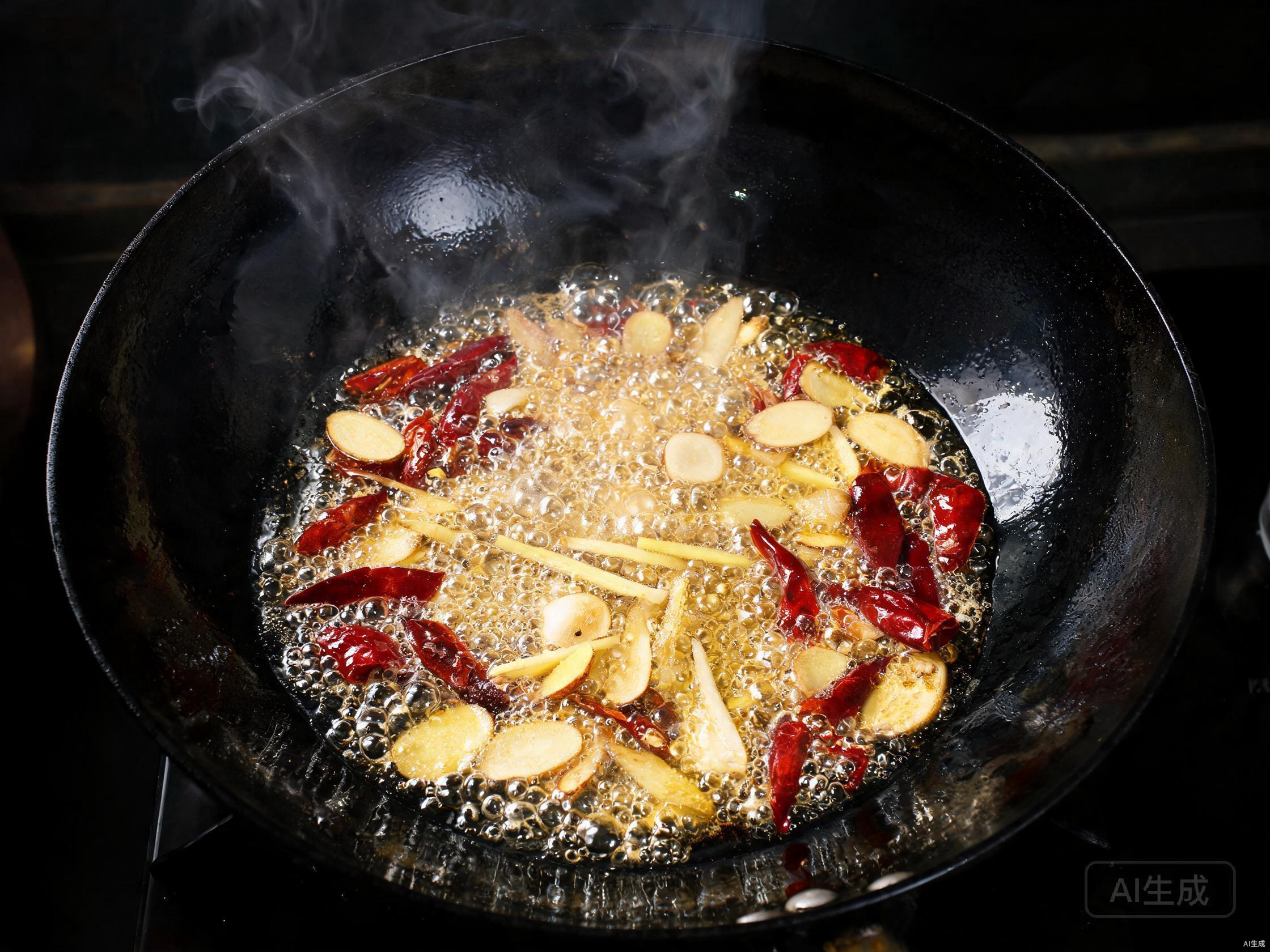 Fry aromatics in rendered pork fat