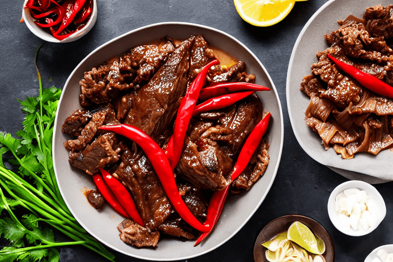Prepare aromatics. Slice the ginger, garlic, and chilies. If using dried chilies, soak them in warm