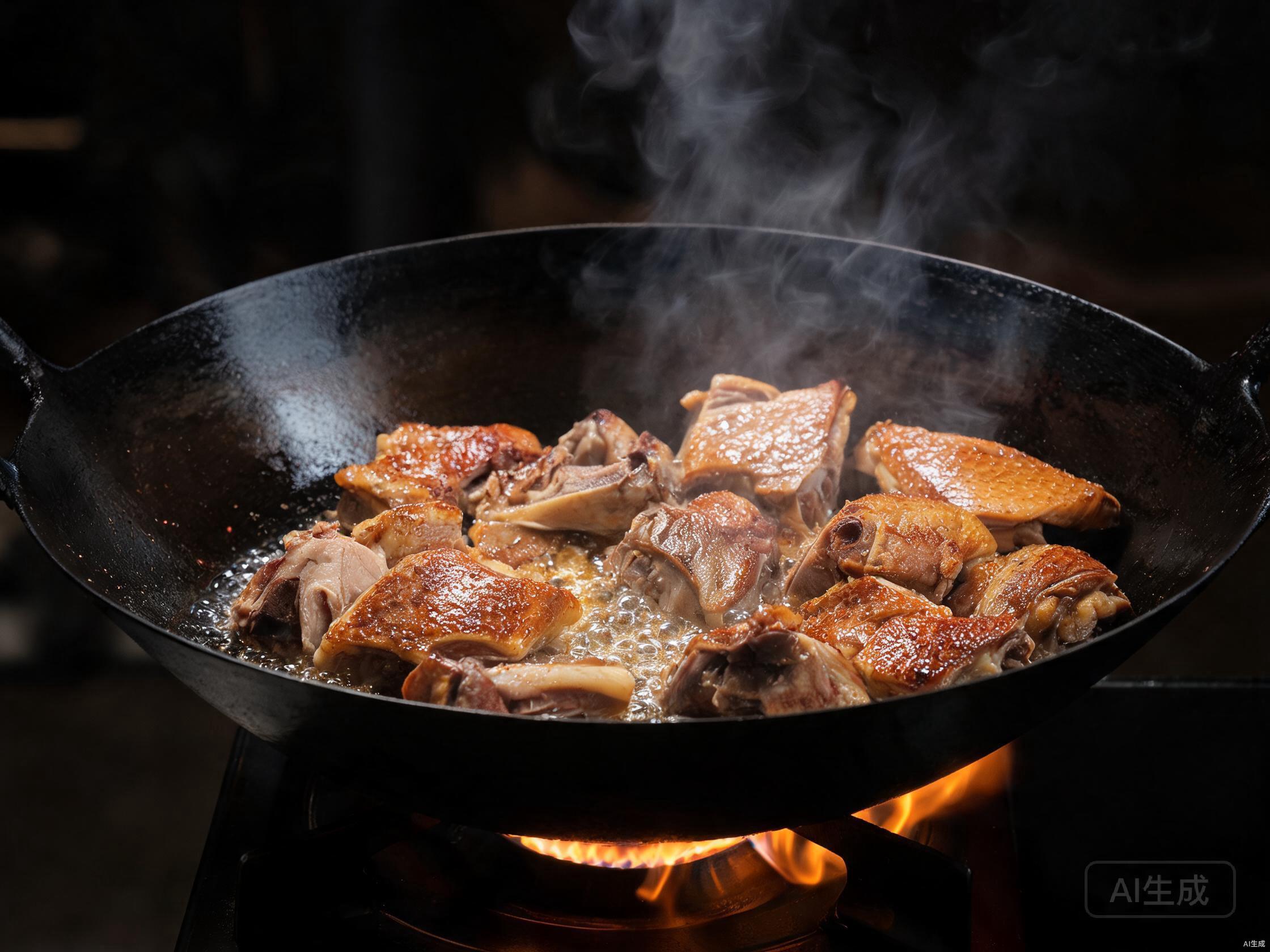 Sear the duck until golden brown