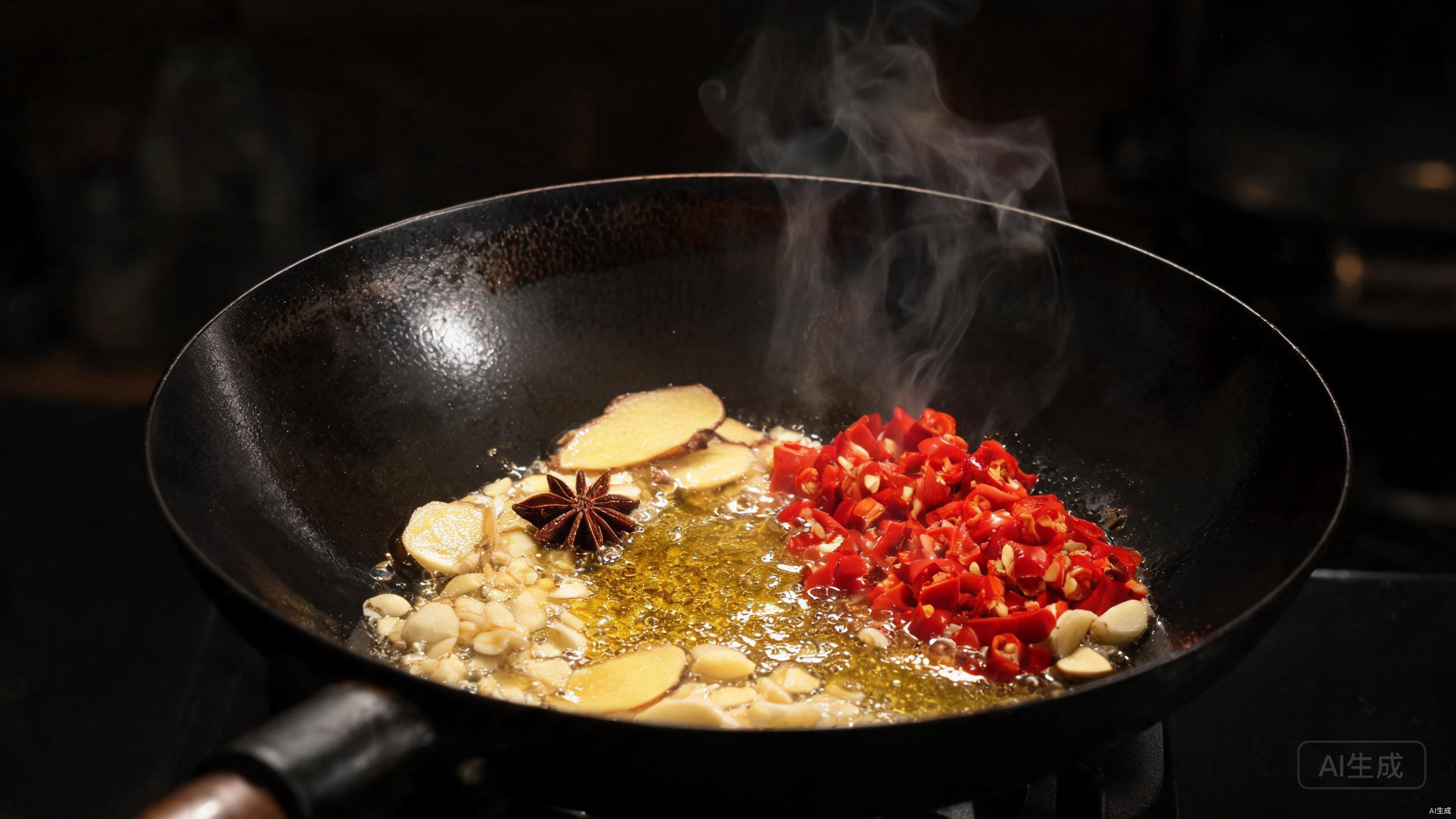 Building flavor with aromatics and duo jiao in a wok