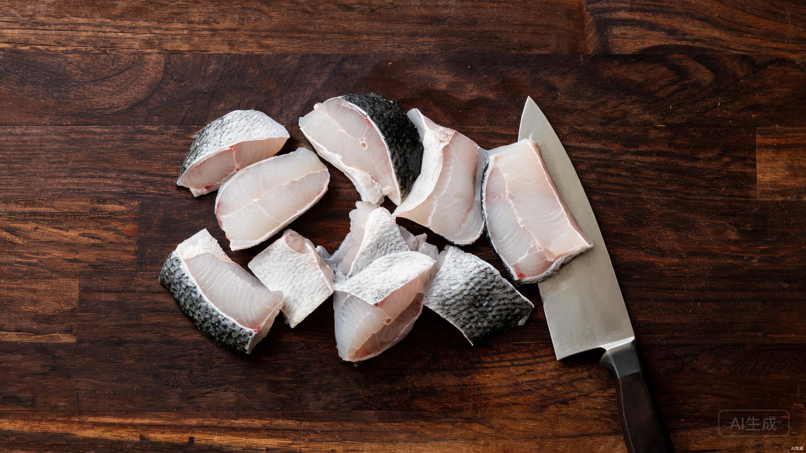 Preparing fresh fish belly on a cutting board