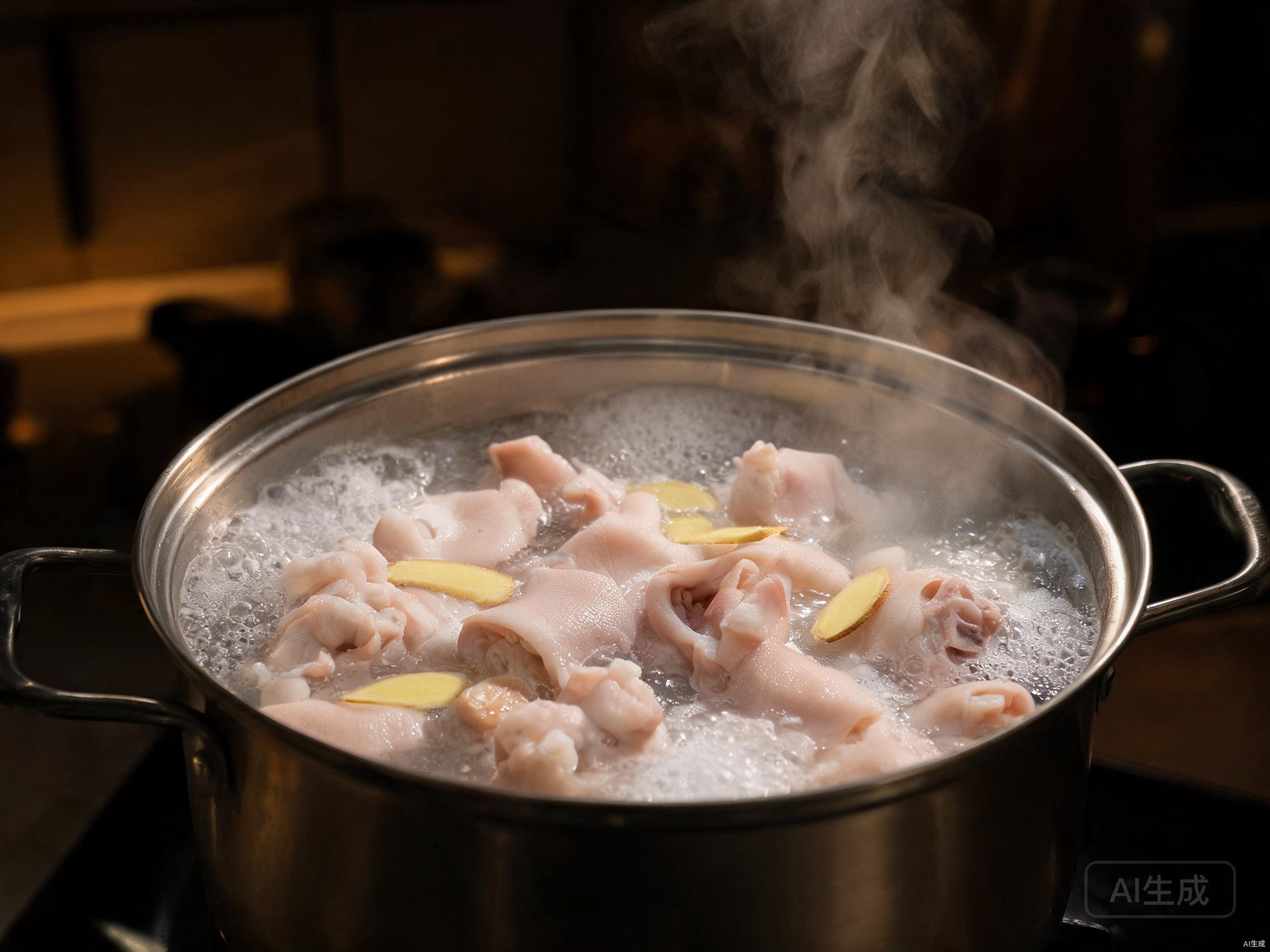 Blanch trotters in boiling water
