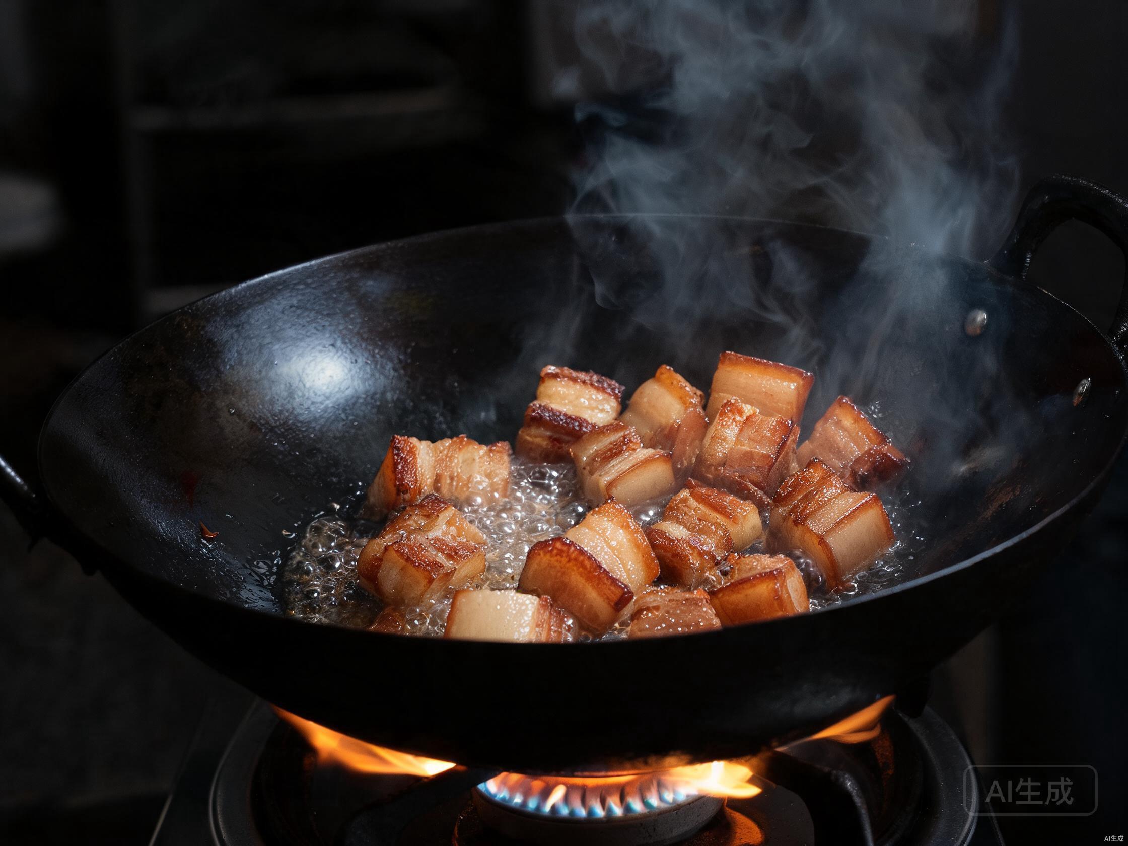 Sear pork until golden brown