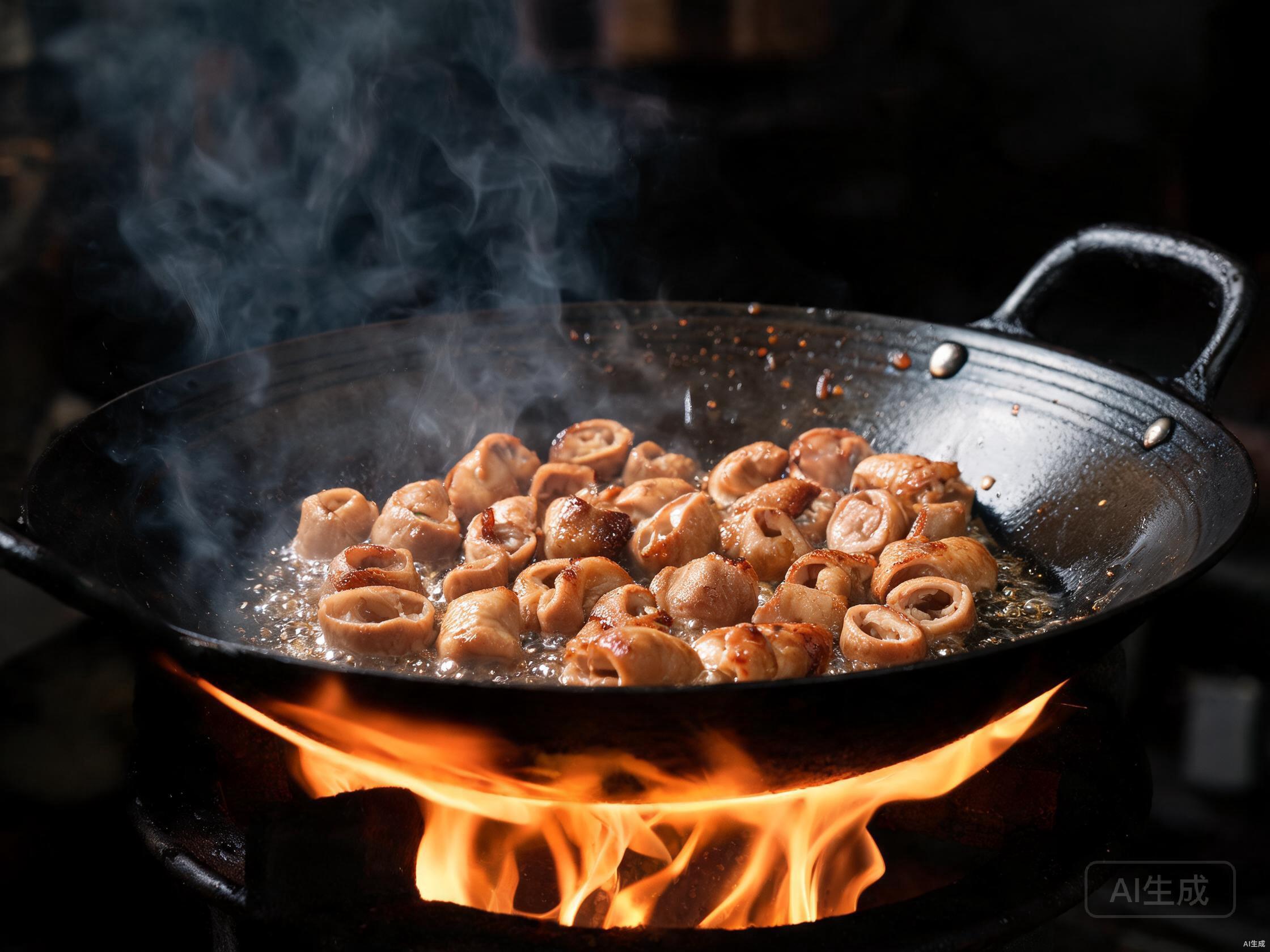 Stir-fry in smoking hot wok