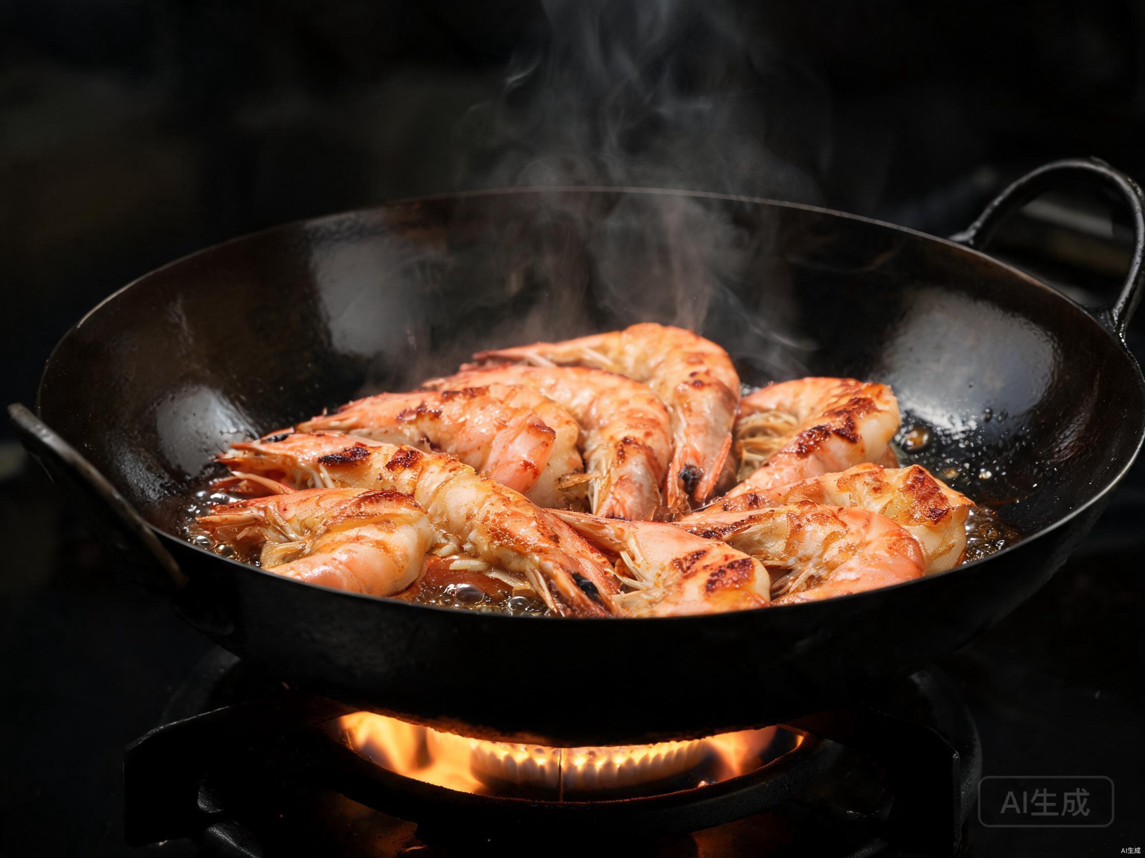 Pan-fry prawns until pink