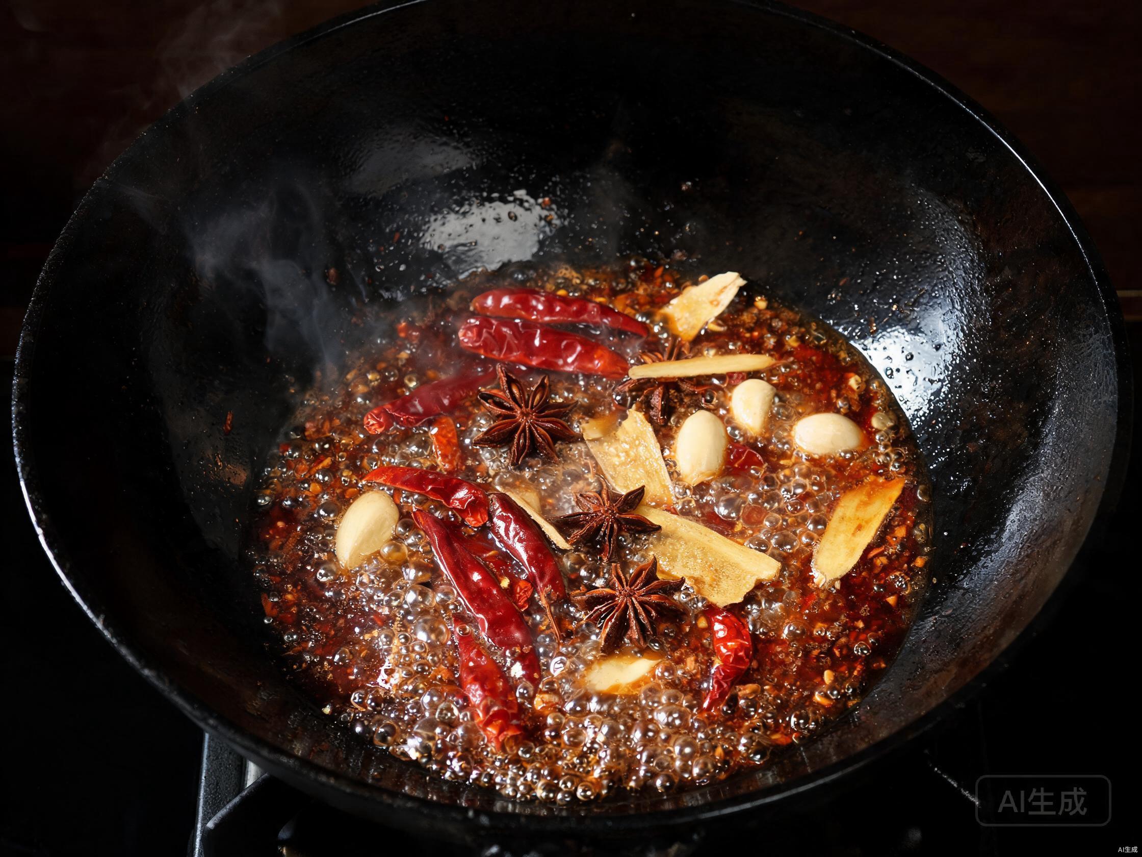 Build the sauce with chilies and spices