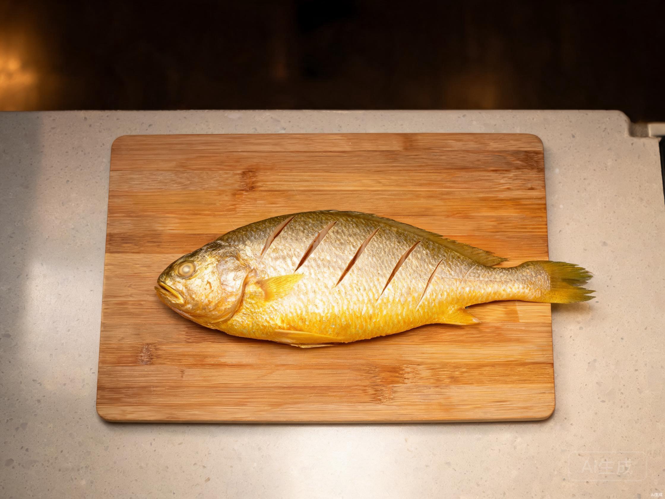 Clean and score the yellow croaker
