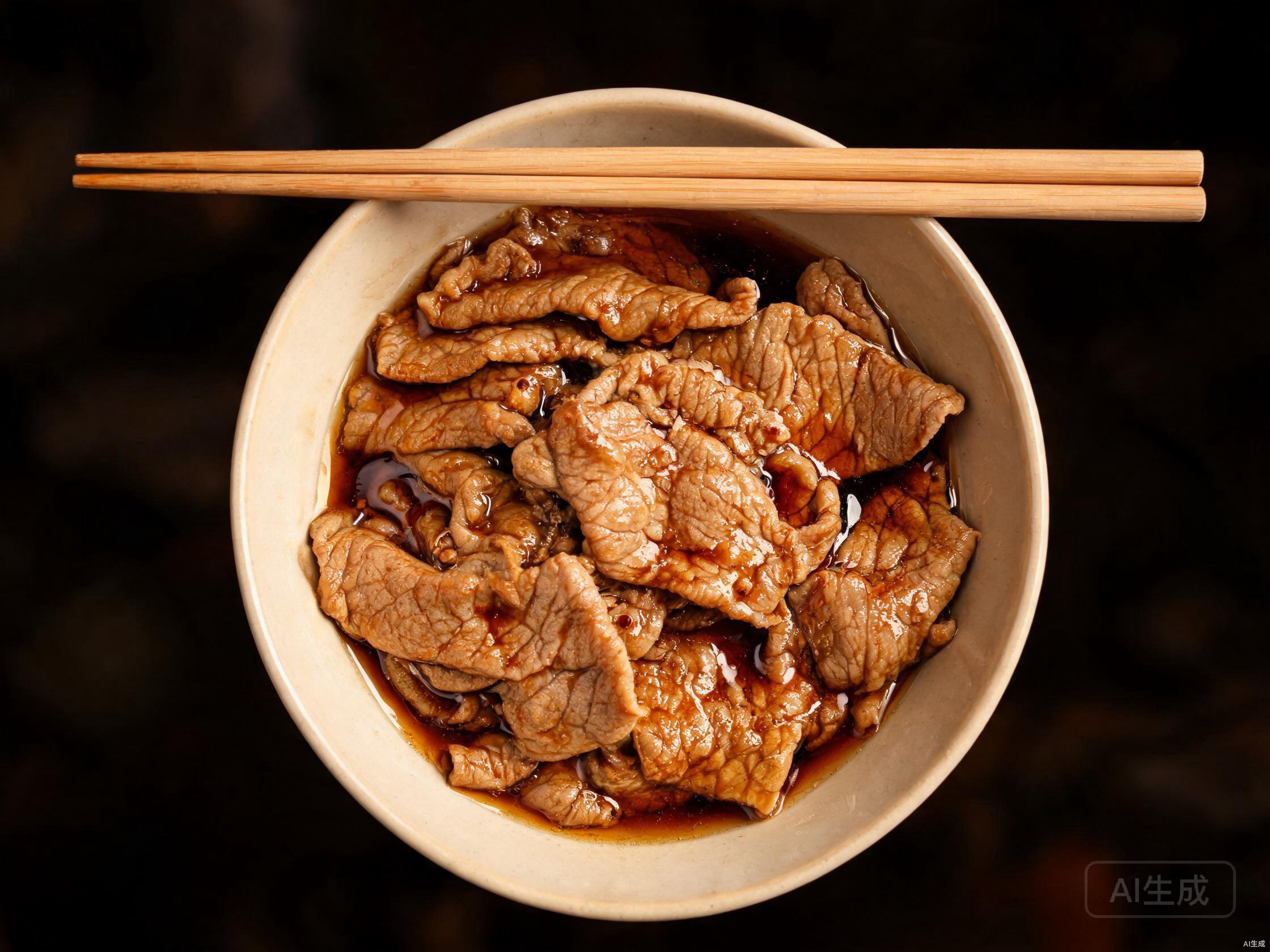 Marinate beef slices
