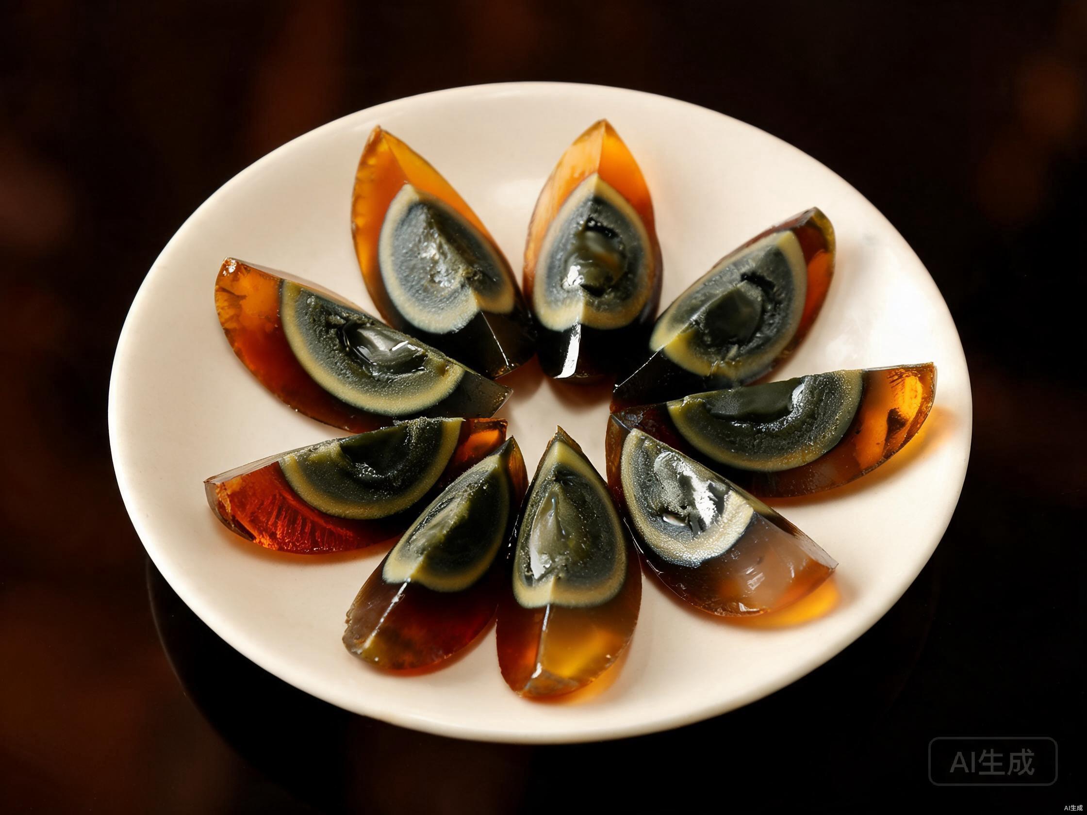 Shell and cut century eggs
