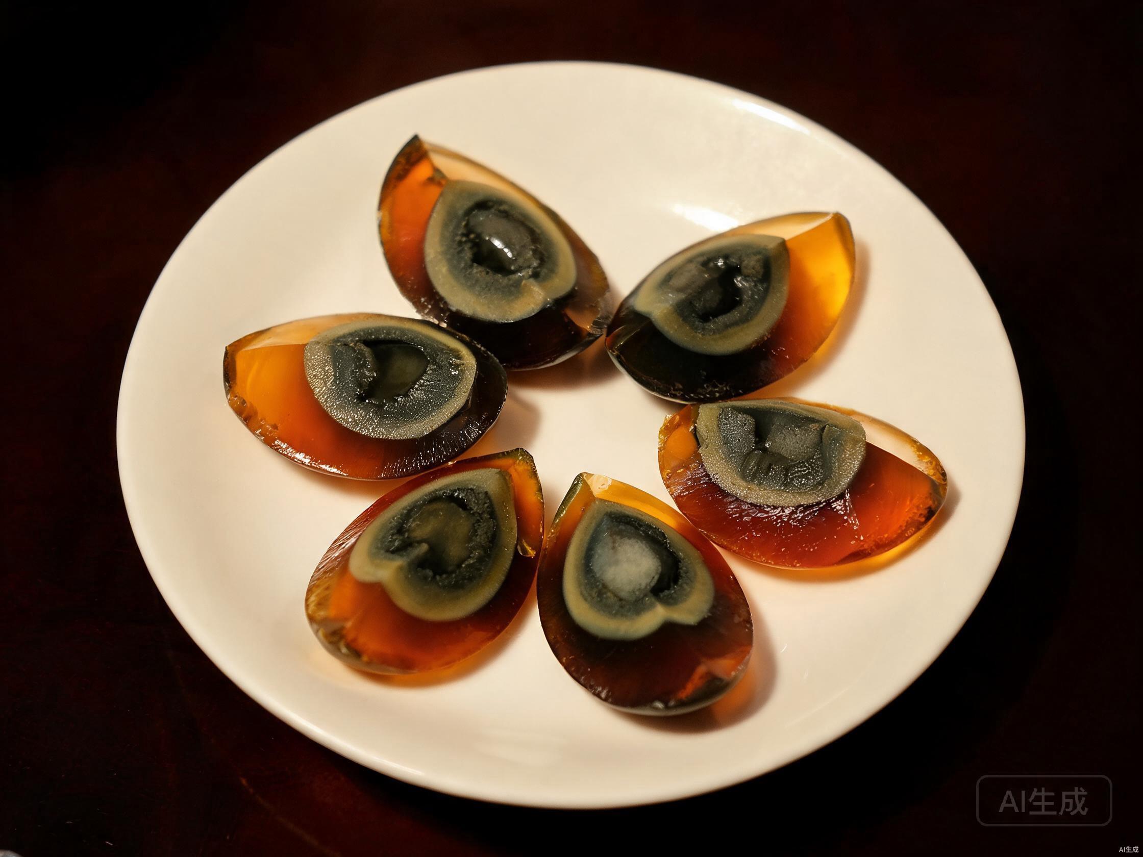 Peel and cut century eggs