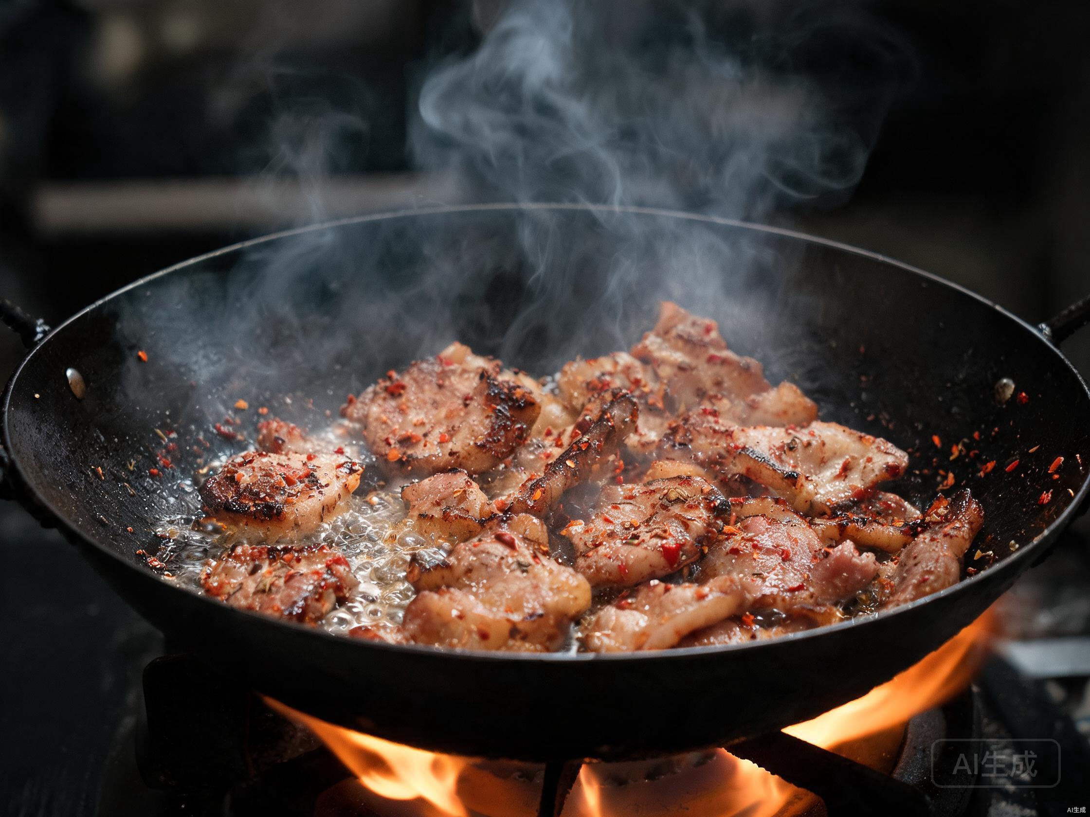 Roast and stir-fry until charred