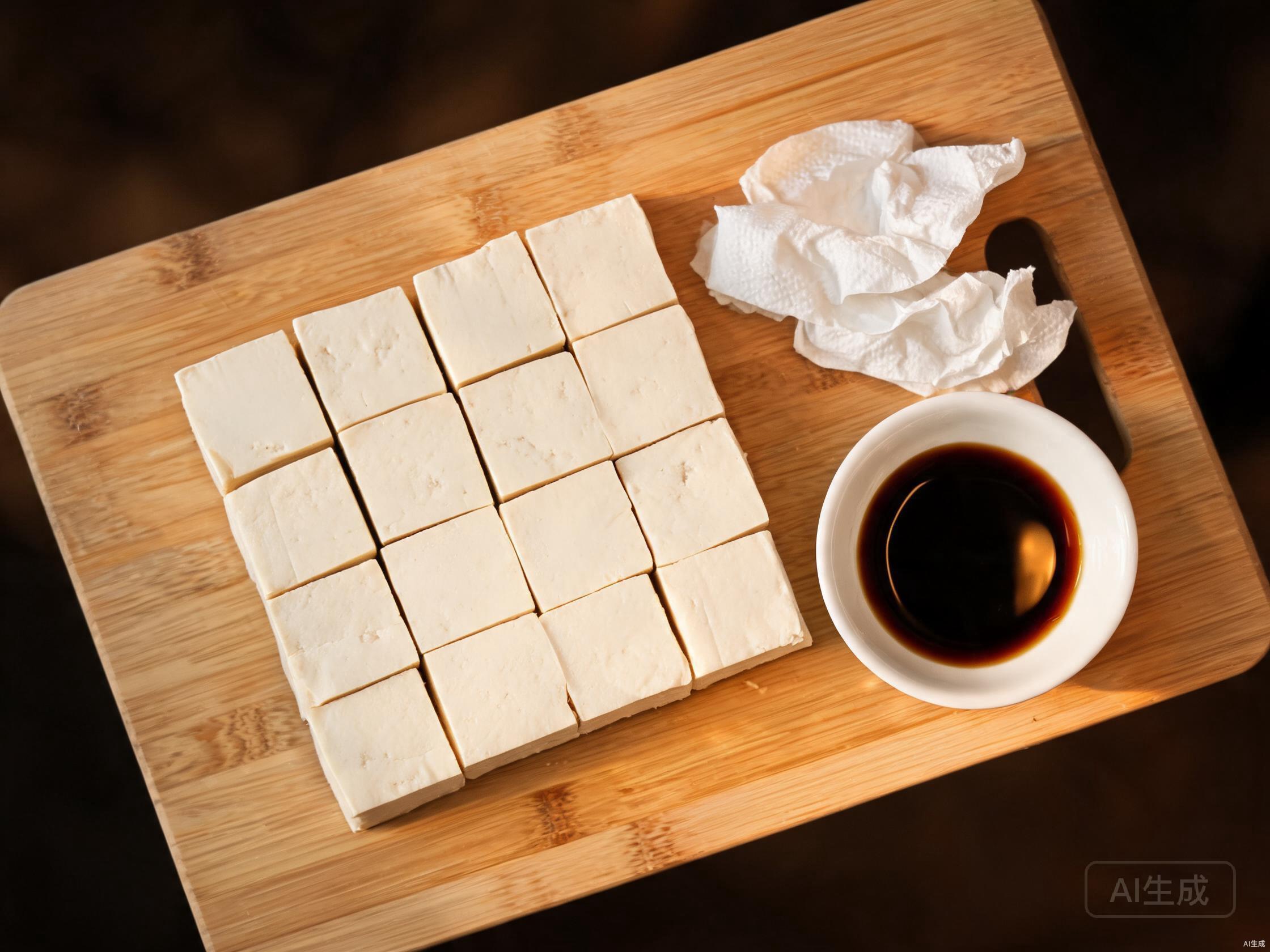 Prepare and cut tofu into cubes