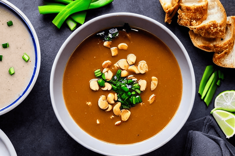 Build the broth. Heat a little oil in a pot. Add ginger slices and scallions, stir for 30 seconds. A