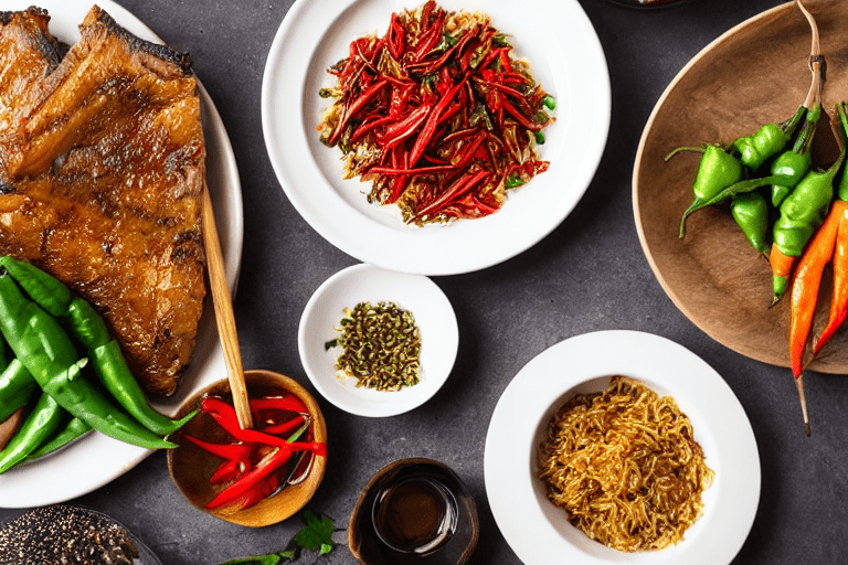 Prepare aromatics. Slice the ginger, garlic, and chilies. If using dried chilies, soak them in warm
