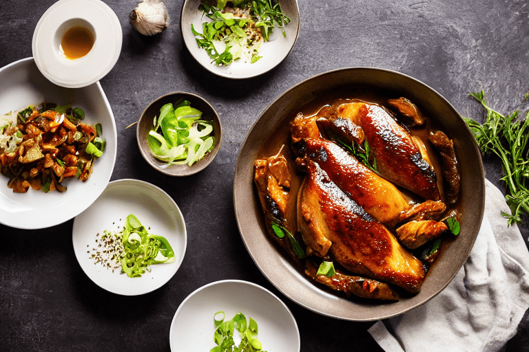 Build the flavor base. In the same wok, lower the heat to medium. Add aromatics ginger, garlic, scal
