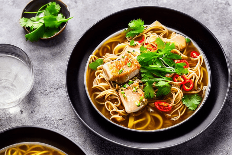 139 Make the fish broth. In the same pot with the fish oil and browned bits at the bottom , add the