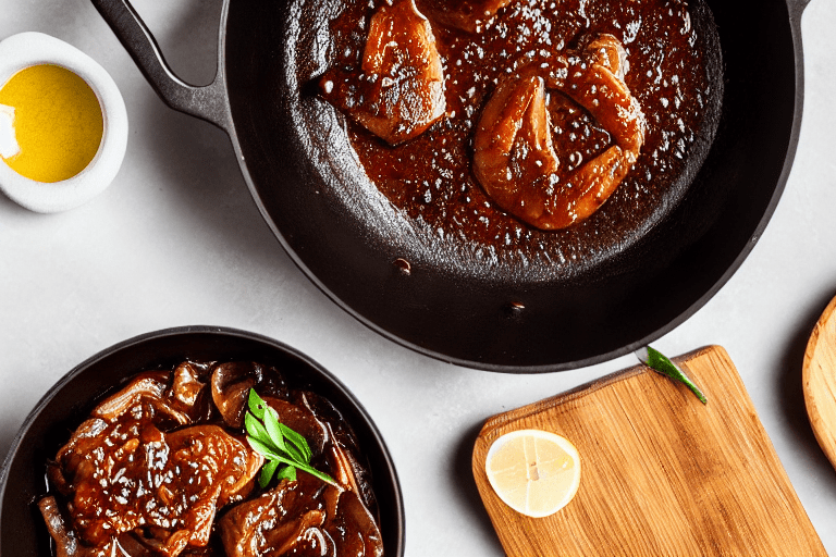 125 Caramelize and brown. Heat 3 tablespoons of oil in a heavy pot over medium heat. Add the rock su