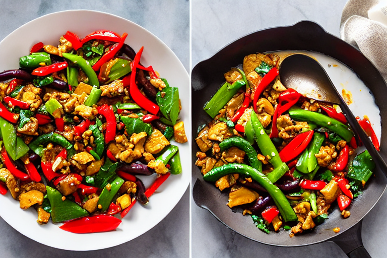 Scramble halfway and set aside. Heat 1 tablespoon of oil in a wok or large skillet over medium-high