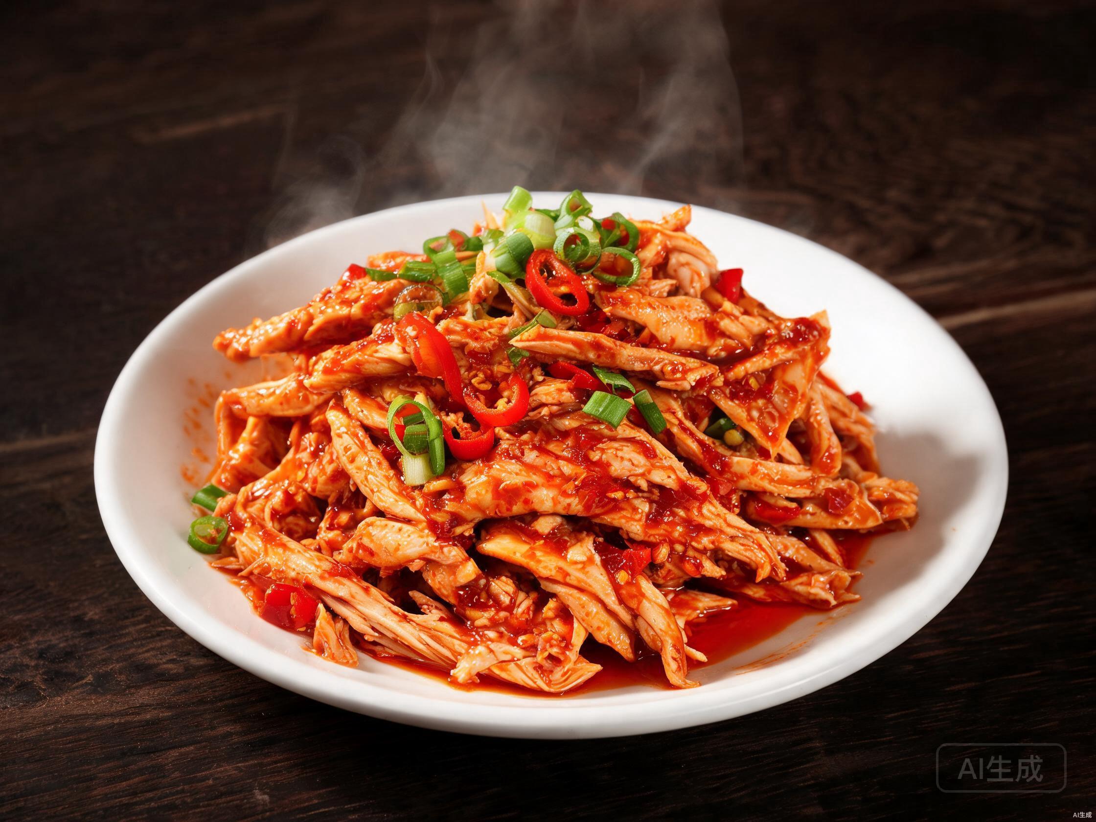 Dong'an chicken served on a plate, tangy and spicy