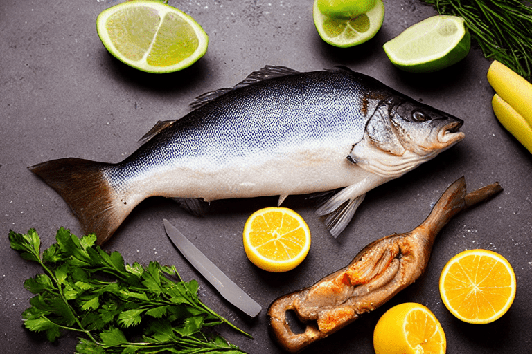 130 Prepare the fish. Clean the fish thoroughly, removing any remaining scales and internal organs.