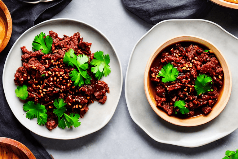 Build the dry pot flavor. Heat oil in a wok over medium heat. Add doubanjiang chili bean paste and s