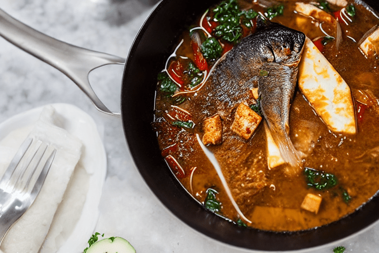 137 Prepare the fish and tofu. Rinse the fish head thoroughly under cold water, inside and out. Pat