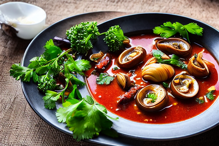 136 Stir-fry the snails. Heat 2 tablespoons of oil in a wok over high heat. Add the dried red chilie