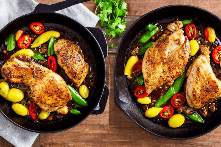 Sear and brown. Heat oil in a wok or heavy pot over medium-high heat. Add the main protein and sear