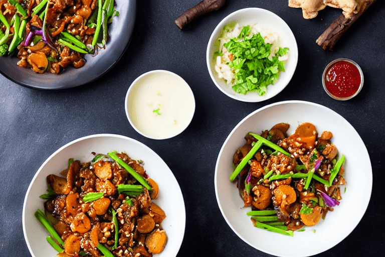 Build the flavor base. In the same wok, lower the heat to medium. Add aromatics ginger, garlic, scal