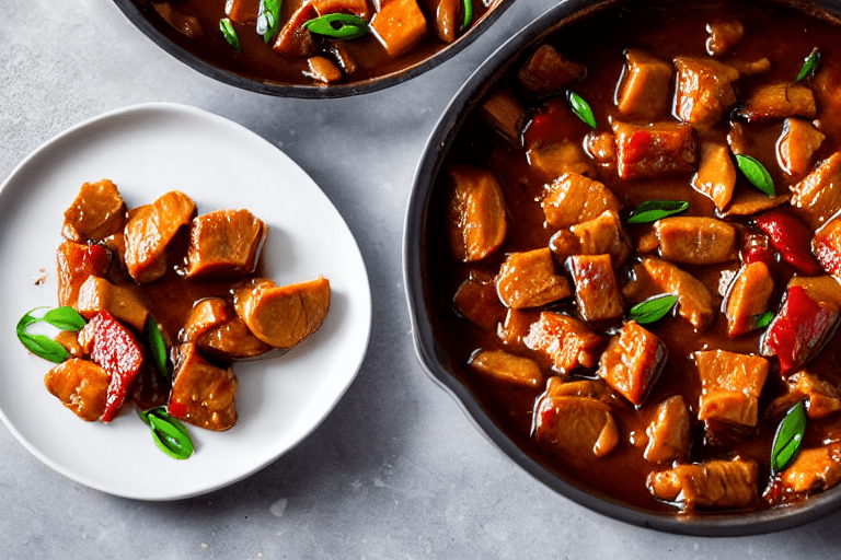 136 Braise the trotters. Add the blanched trotters to the pot. Stir-fry for 2 minutes to coat them w