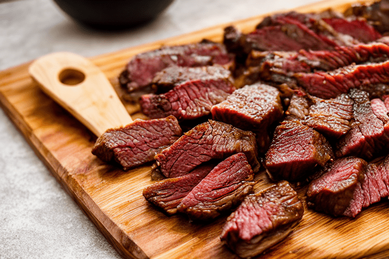 Slice and marinate. Cut the meat against the grain into thin, uniform slices about 3mm thick. This e