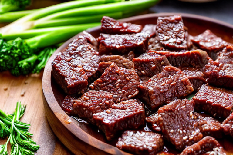 Slice and marinate. Cut the meat against the grain into thin, uniform slices about 3mm thick. This e