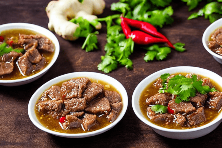 Prepare aromatics. Slice the ginger, garlic, and chilies. If using dried chilies, soak them in warm