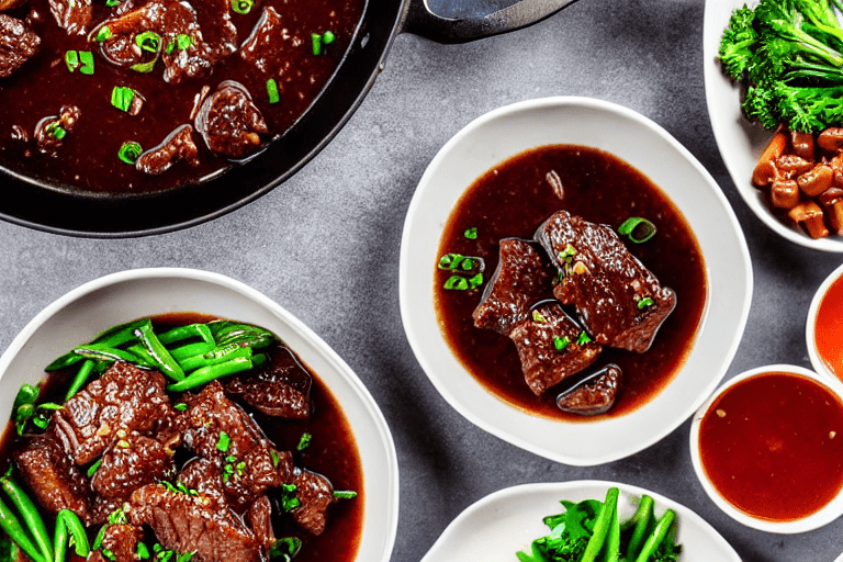 Sear and brown. Heat oil in a wok or heavy pot over medium-high heat. Add the main protein and sear