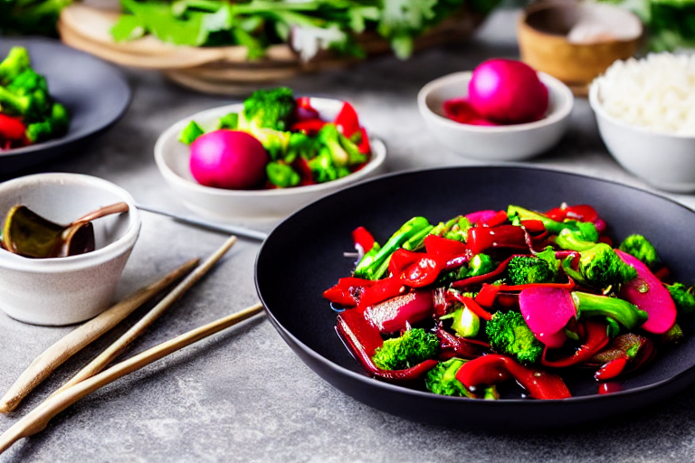 131 Stir-fry the vegetables. Add the main vegetables to the wok. Stir-fry over high heat for 2-3 min