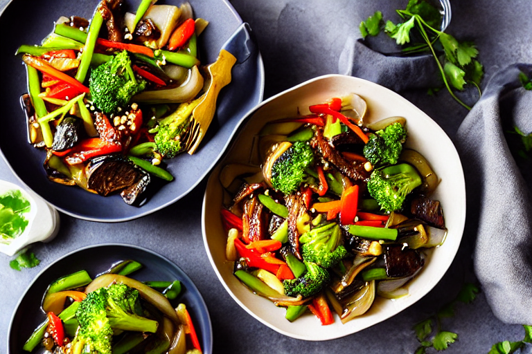 131 Stir-fry the vegetables. Add the main vegetables to the wok. Stir-fry over high heat for 2-3 min