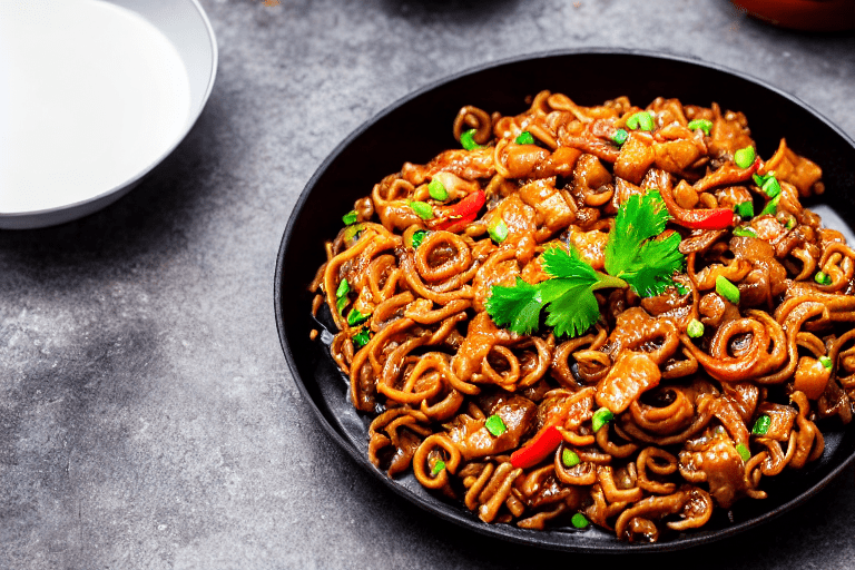 Sear and brown. Heat oil in a wok or heavy pot over medium-high heat. Add the main protein and sear