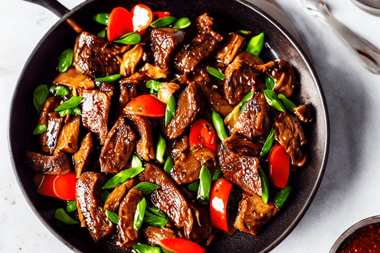 Stir-fry the meat. Heat a wok until smoking hot. Add oil, swirl to coat, then add the marinated meat